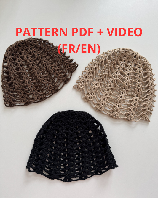 Patron bonnet bohème FR/EN PDF + VIDEO